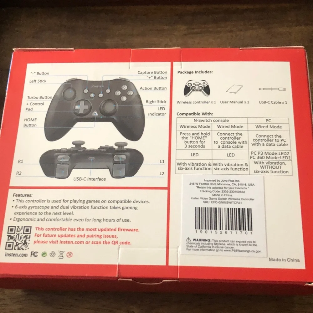 Wireless Controller for Nintendo Switch & PC - Black